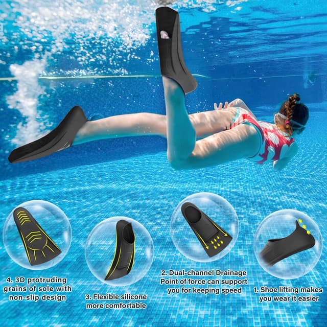 Detalle de Gintenco Swim Fins Kids Swim Training Fins (Silicone) — Lap Swimming & Travel Size