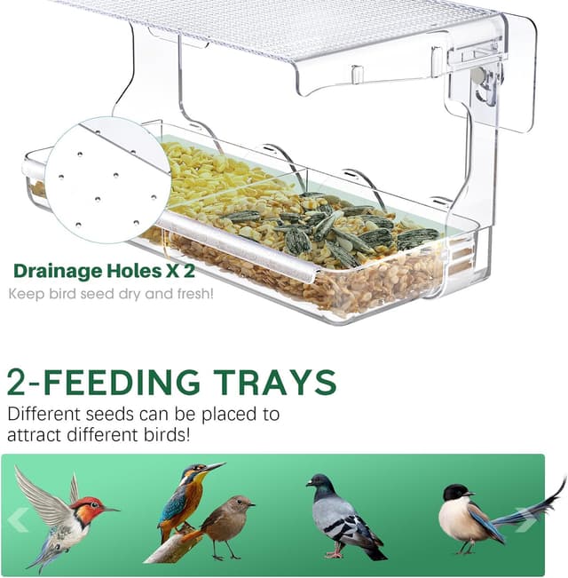 Detalle de SUNALLY Window Bird Feeder, 100% Clear