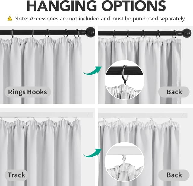 Thumbnail 3 de Deconovo 300x220 Rideau occultant blanc pâle