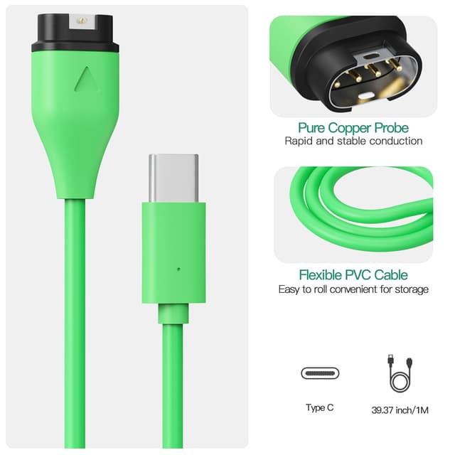 Detalle 2 de AWINNER compatible Garmin watch charger cable (USB-C) – 1 pack