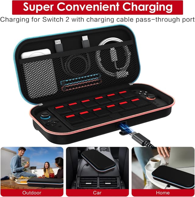 Thumbnail 3 de ivoler Charging Cable Port Case for Switch 2, holds 12 cards