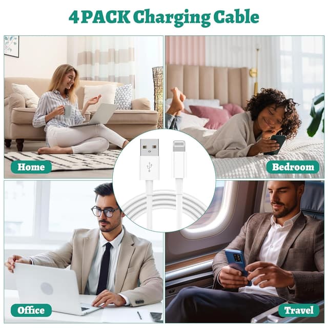 Detalle de BSTOEM 2Pack Lightning to USB Charger Cable (MFi Certified) – 2M + 2M