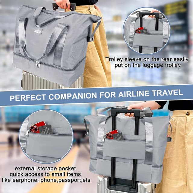 Detalle 2 de CS COSDDI 29L Travel Duffel Bag with Trolley Sleeve and Separate Dry & Wet Compartment