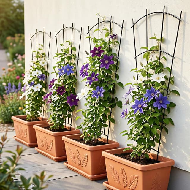 Detalle de Thealyn Rankgitter Metall 4er Set (109 x 43 cm) für Kletterpflanzen, Rankhilfe im Garten, Terrasse & Hochbeet, Schwarz