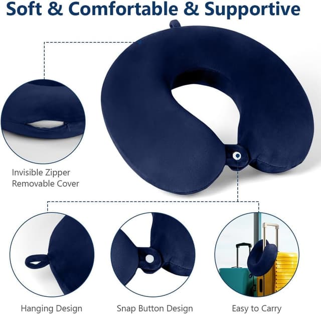 Detalle 2 de URAQT Nackenkissen „Comfy“ (U-förmig) aus Memory-Schaum für Reisen, Büro und Flugzeug