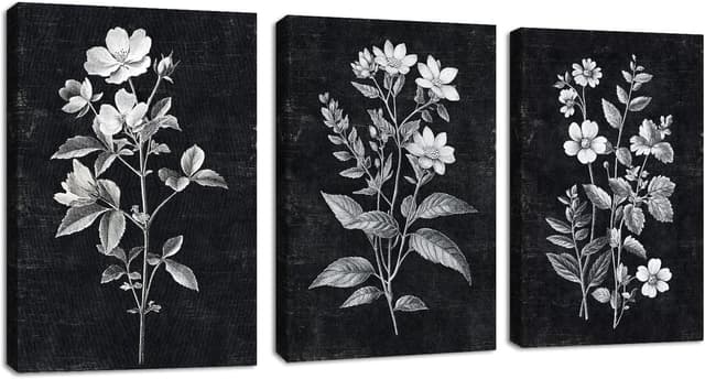 Imagen de Minimalist Black White Floral Canvas Set 30x40cm en OfertitasTOP