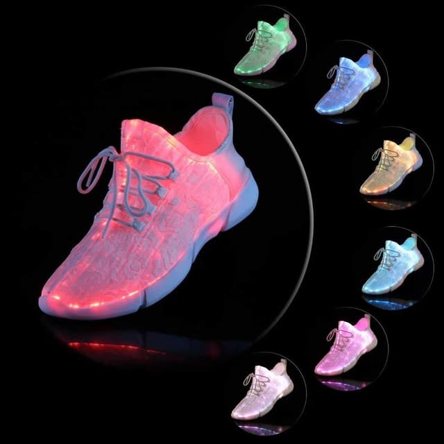Detalle de Shinmax LED Chaussures 7 couleurs USB – Sneakers lumineuses rechargeables, respirantes et légères