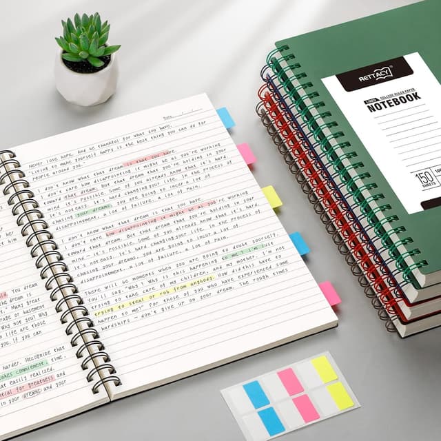 Detalle de RETTACY A5 Wirebound Spiral Notebook (14.5 x 21cm) – Dark green, 150 sheets / 300 pages, 100gsm college-ruled