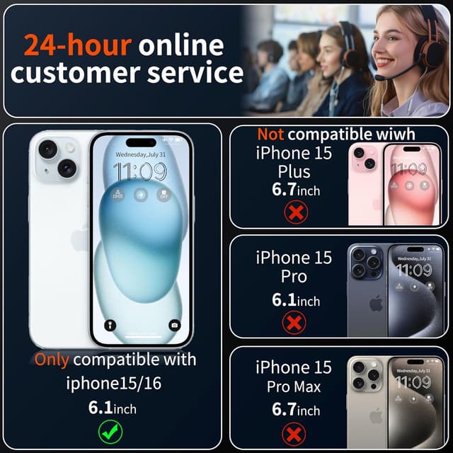 Detalle 2 de Tentoki Tempered Glass Screen Protector for iPhone 16 / iPhone 15 (6.1-inch), 1:1 Full Coverage, 9H+ (2 Pack)