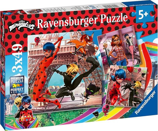 Detalle 2 de Ravensburger Puzzles Miraculous 3×49 piezas 🧩