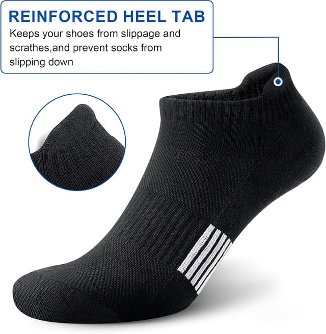 Detalle de Amutost Women’s Cushioned Ankle Socks (Athletic Running, 3/5/6 Pairs) — Comfort Fit