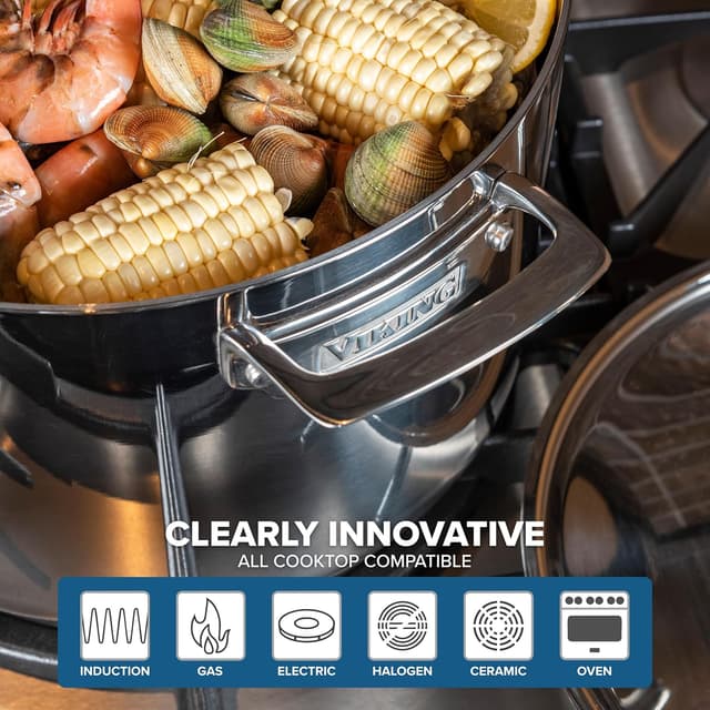 Detalle de Viking 3-Ply Stainless Steel Stock Pot (12 Quart) with Lid