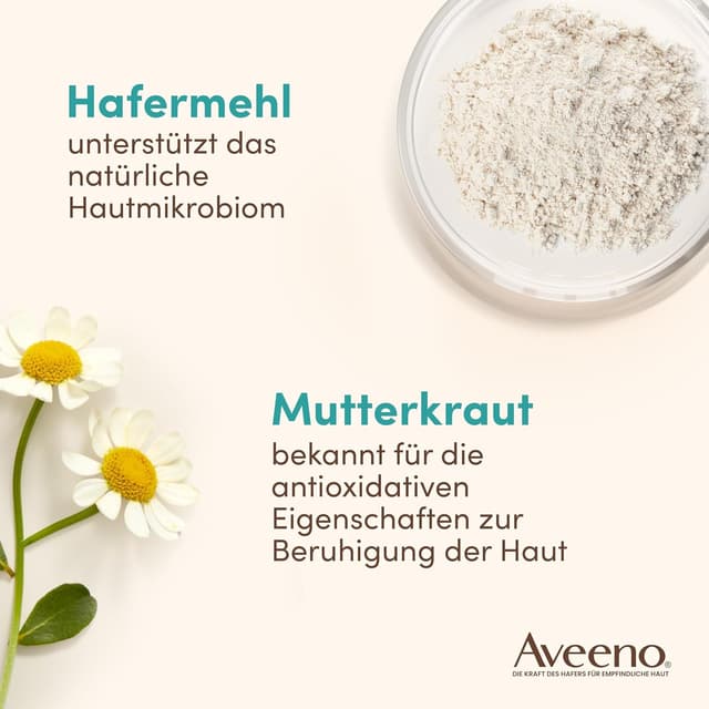 Detalle de Aveeno CALM+RESTORE Gesichtsreiniger mit präbiotischem Hafer & Mutterkraut (200 ml) – sanfte Reinigung für sensible Haut