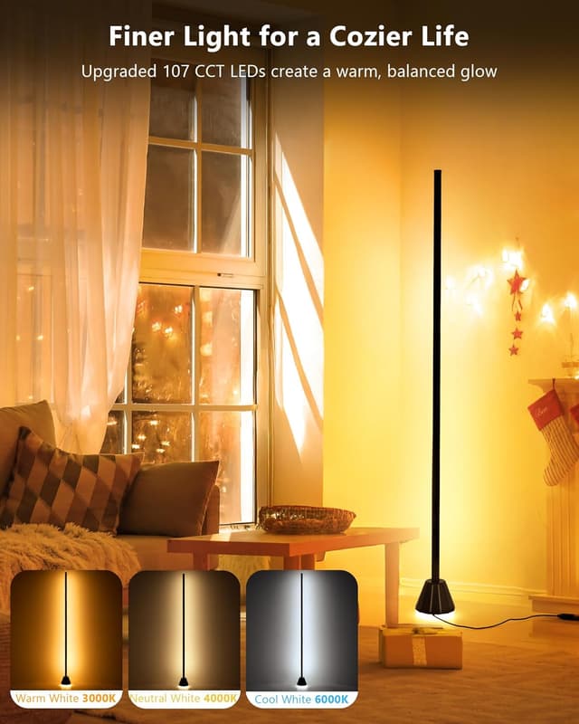 Detalle de LuminexDesigns Smart LED Floor Lamp RGBIC (WiFi) with RGBIC effects, music sync and Alexa control