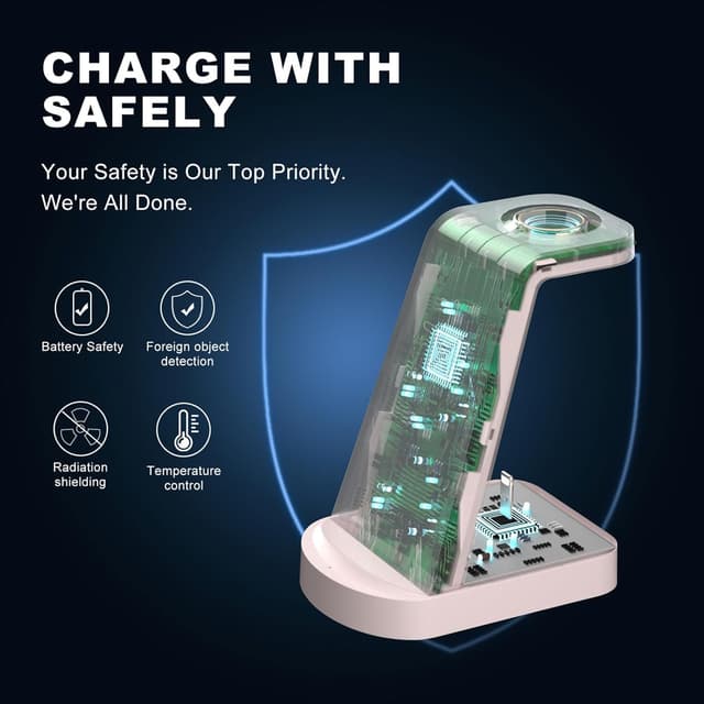 Detalle 1 de INNISTO 3 in 1 caricatore wireless Rosa