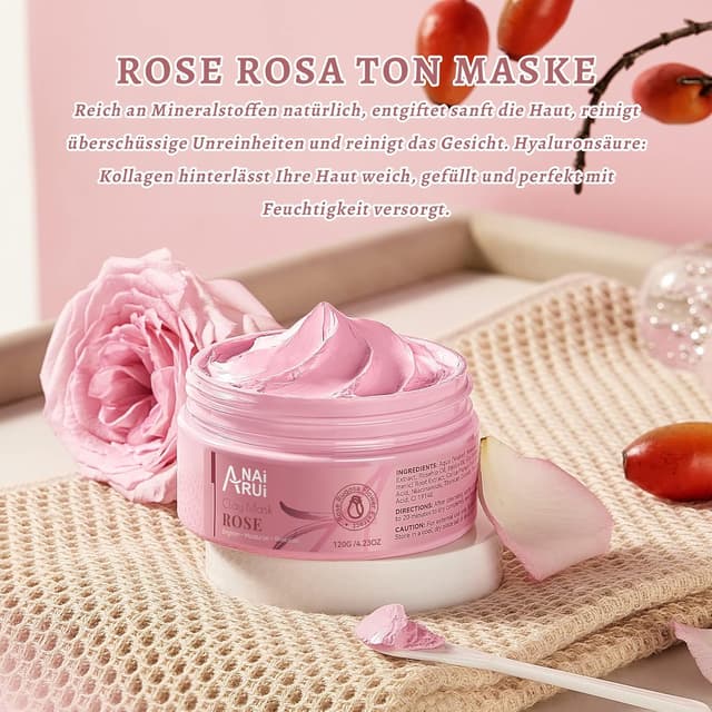 Thumbnail 6 de ANAiRUi Rosen Tonerde Gesichtsmaske mit Rosen, Kaolin, Kollagen – 120 g