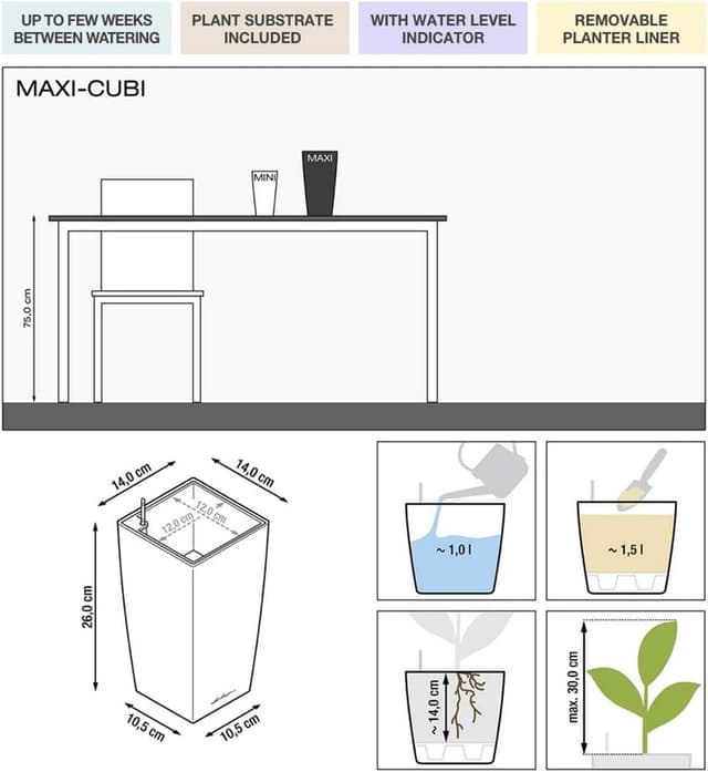 Thumbnail 1 de LECHUZA Maxi Cubi 14x14x26 antracite