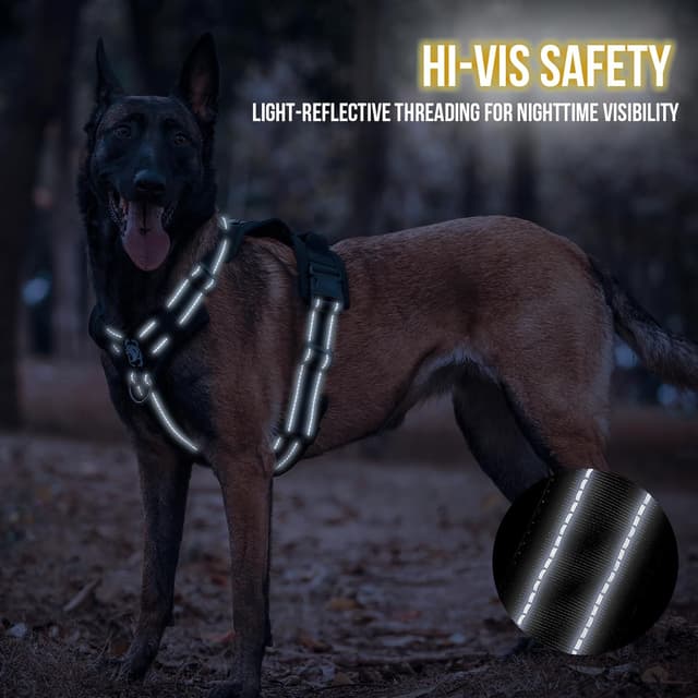 Detalle de Onetigris Diesel No-Pull Dog Harness (Large, XL) with Soft Padded Chest and Reflective Trim