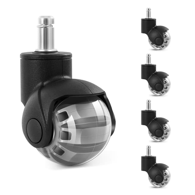 Detalle de Carehabi lot de 5 roulettes pivotantes pour chaise de bureau 11 x 22 mm, rotation 360°