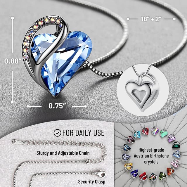 Thumbnail 2 de Leafael Infinity Heart Birthstone Necklace 18"