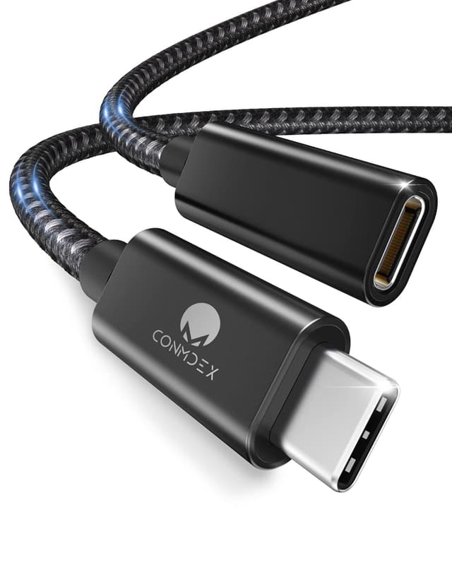 Detalle de CONMDEX USB‑C Verlängerung 0,3 m (USB 3.2 Gen 2, 10Gbit/s, 100 W) für Typ‑C Geräte & 4K/60