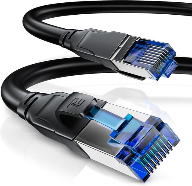 Detalle de CSL-Computer CSL 2m Netzwerkkabel CAT 8 (CAT 8.1, Klasse 1) S/FTP mit RJ45 – 40-Gbit/s LAN Patchkabel, schwarz