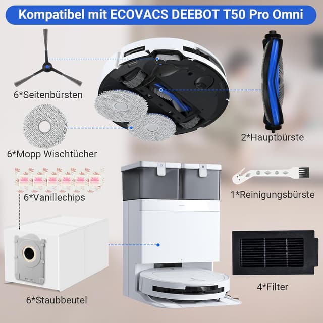 Thumbnail 6 de Ecovacs Deebot T50 Omni Zubehörset 31 Teile