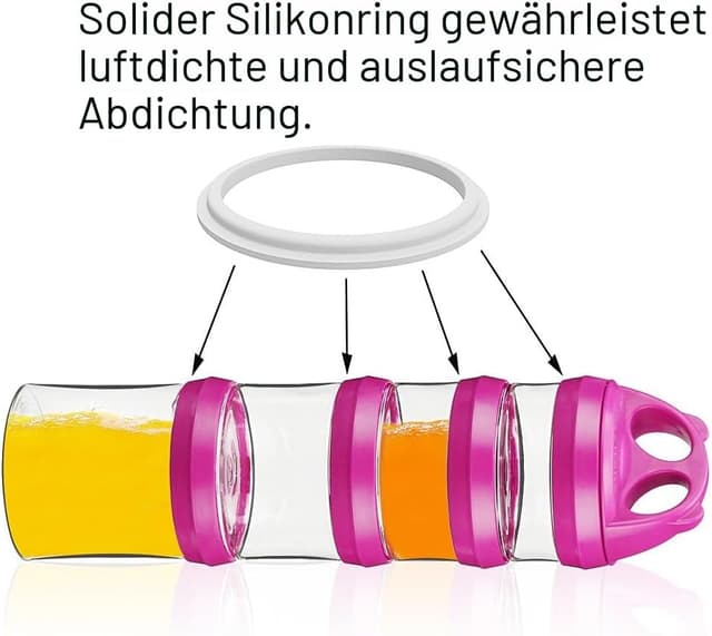 Detalle de BeneLabel Snackdose Snackturm stapelbar mit 4 Fächern, 917 ml, auslaufsicher & BPA-frei (rot)