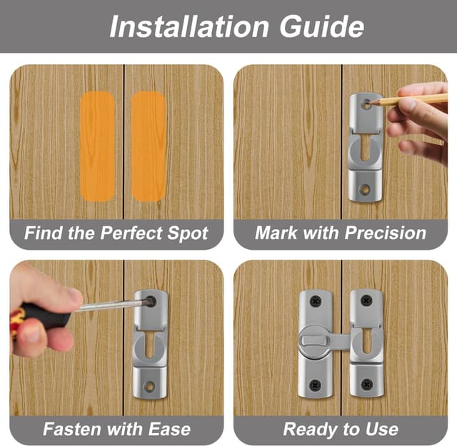 Detalle 2 de Sliding door latch, 2 pack black alloy