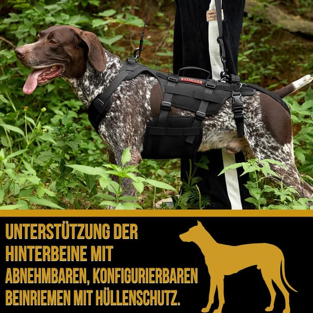 Thumbnail 6 de OneTigris Hundegeschirr „Invictus“ als Tragehilfe mit 3 Griffen (Hundegeschirr mit verstellbaren Riemen, Schwarz, L)