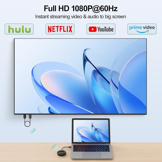 Detalle de Wireless HDMI Transmitter and Receiver (USB-C, 5GHz) for 1080P Full HD streaming to TV/monitor