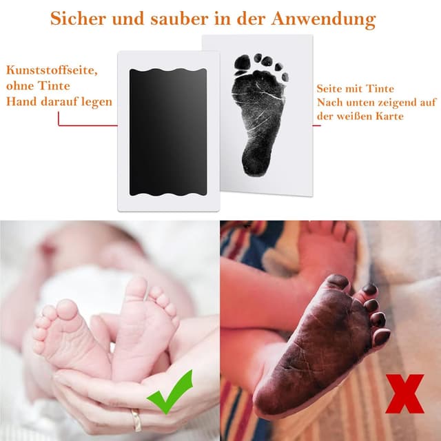 Detalle de Baby Fußabdruck & Handabdruck Set (6-teilig) für 0–6 Monate – Nabance Pfotenabdruck Erinnerungsset
