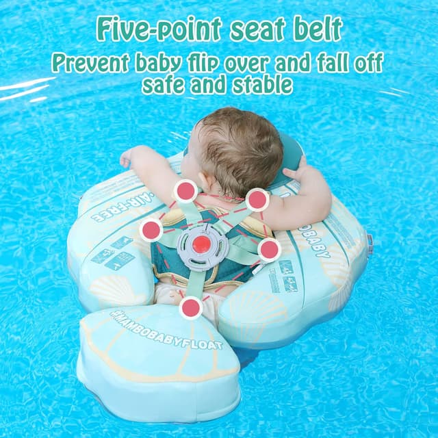 Thumbnail 6 de Mambobaby Float Add Tail Baby Swim Float with Canopy (Solid Pool Infant Trainer, Non-Inflatable Waist Ring) — Shell Green