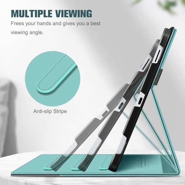 Detalle de Fintie Schutzhülle für Samsung Galaxy Tab S10 Lite/S10 FE/S9 FE 10,9", & S9 11", (Jeansoptik Türkis) – Multi-Winkel Folio mit Dokumentenfach