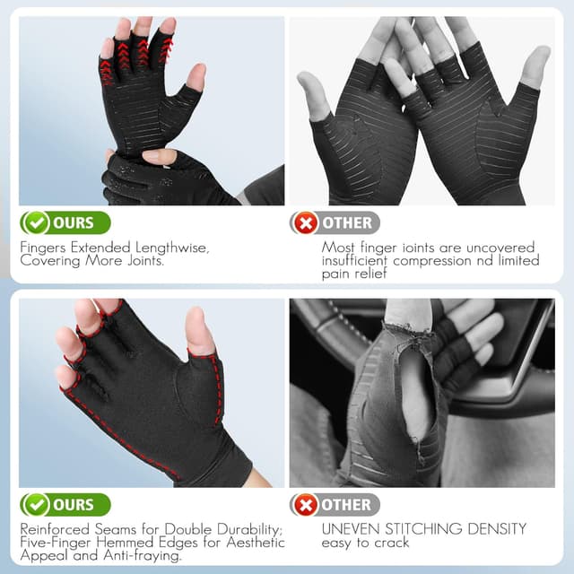 Detalle 2 de Donfri Arthritis Compression Gloves (Fingerless) for joint pain, carpal tunnel & swollen hands
