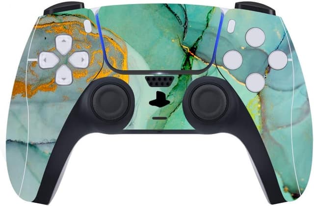 Detalle de playvital Turquoise Marble Effect Full Set Skin Decal for PS5 Disc Edition (console, controller & accessories)