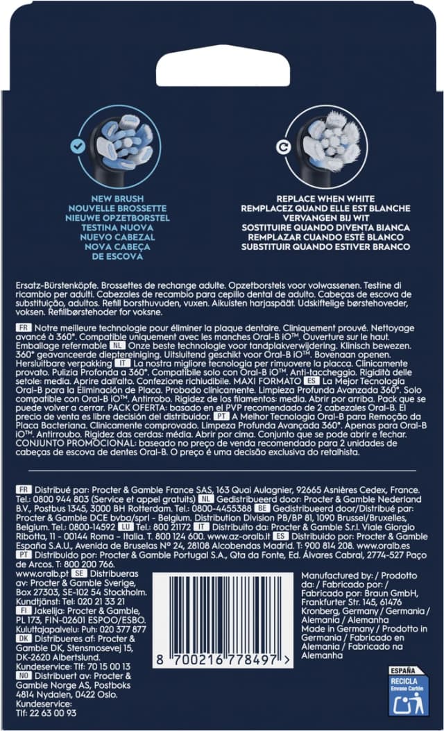 Detalle 2 de Oral-B iO Ultimate Clean Schwarz 8 Stück