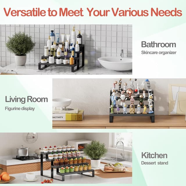 Detalle de Boulphia Cologne Organizer for Men (12-Inch) 4-Tier Wood Stand in Black