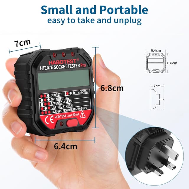 Thumbnail 6 de YOJOCK Socket Tester RCD Plug Outlet Tester with LCD Display (Electrical Receptacle Detector)