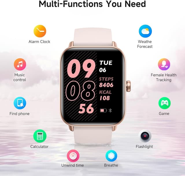 Detalle 2 de Smart Watches for Women (1.85" HD Display) Pink Fitness Tracker with Heart Rate, Sleep, SpO2, Call Support