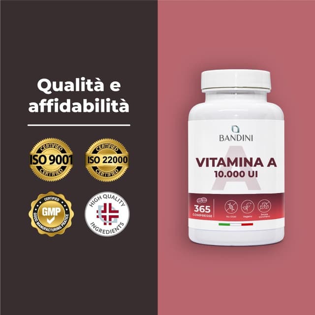 Detalle de Bandini Vitamina A Pura 365 microcompresse vegane (1+ anno) – acetato di retinile, alternativa alle gocce