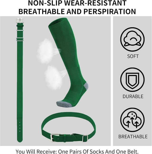 Detalle 2 de QBK Youth Baseball Socks & Belt Combo Set for Kids (Ages 2–16) — Softball/Tee Ball Accessories