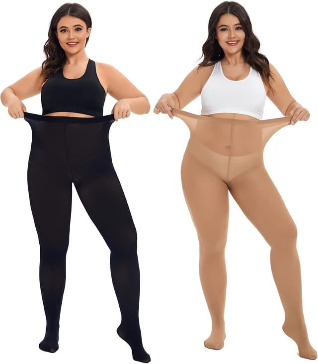 Detalle de CozyWow Mallas talla grande cintura alta 80D 1X