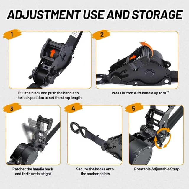 Thumbnail 4 de 1800LB Retractable Ratchet Straps 🚚