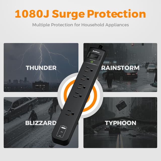 Thumbnail 4 de Power Strip Surge Protector 1875W, 2 Pack ๐