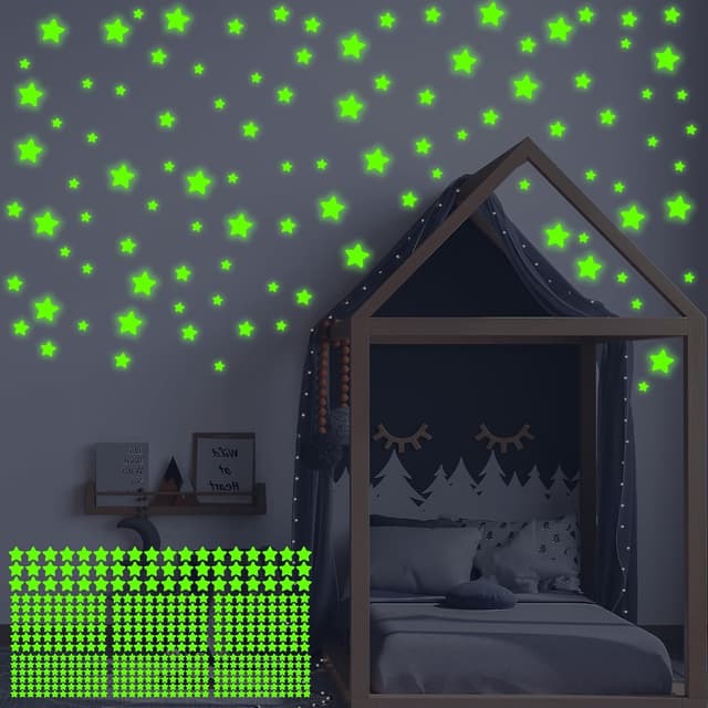 Detalle de ECHOCUBE 432PCS Glow in the Dark 3D Star Stickers for Nursery & Bedroom Ceiling
