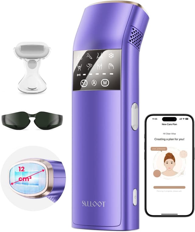 Detalle de Epilatore laser IPL 25J con triplo impulso e zaffiro a 3°C (viola) – per uomo e donna