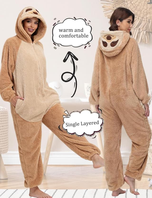 Detalle de chuangminghangqi Pyjama-Jumpsuit aus Fleece für Damen (Unisex Tierkostüm / Onesie)