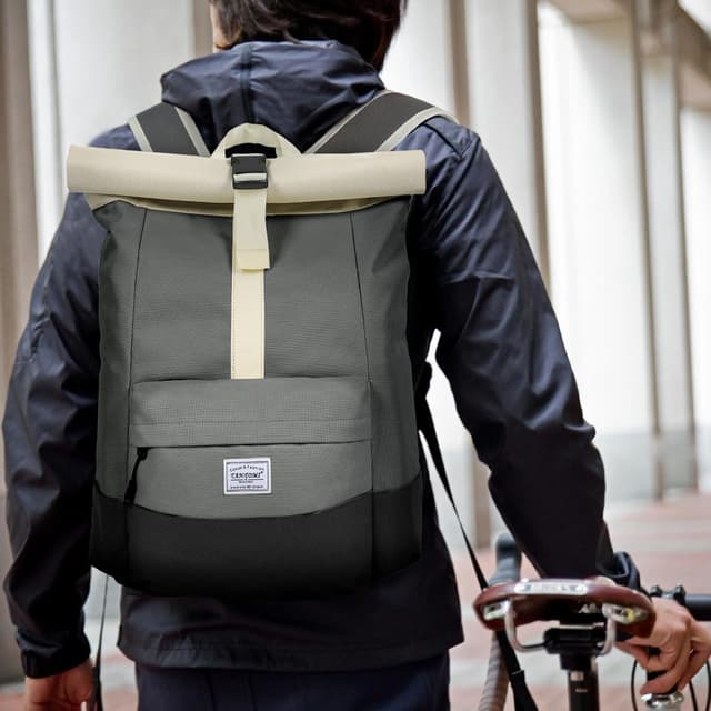 Detalle 2 de CALIYO Rolltop Rucksack Damen groß mit Laptopfach – wasserdichter Backpack für Schule, Studium & Reisen