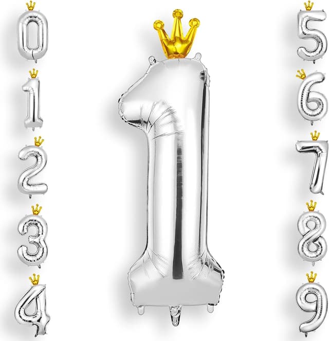 Imagen de AOOSU Ballon chiffre 1 argenté 101 cm en OfertitasTOP